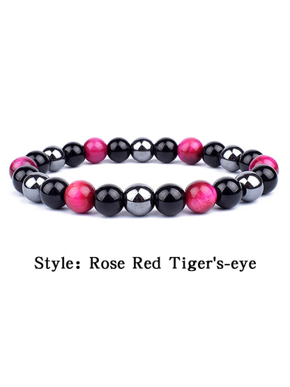 OAIITE 8mm New Turkish Evil Eye Bracelet for Women Charm Tiger Eye Stone Bracelet for Men Hematite Healing Health Care Jewelry