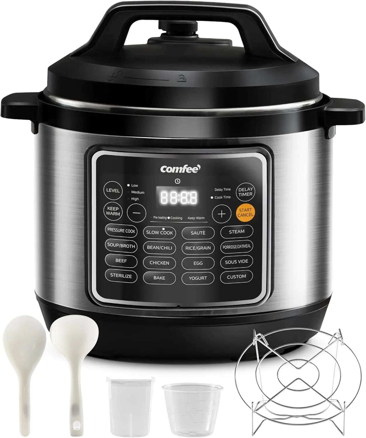 Cooker 8 Quart with 16 Cooking Functions, Olla de Presion Non-Stick Pot Yogurt Maker Rice Cooker Slow Cooker Sauté Steamer