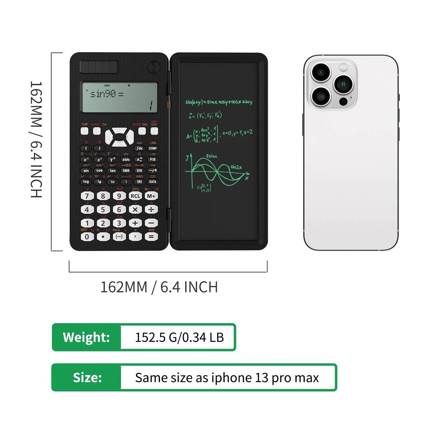 Scientific Calculator With Writing Tablet 991MS 349 Functions Engineering Financial calculator For School Students Office Solar