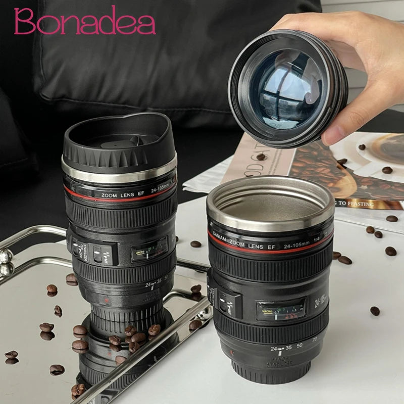 Hot Thermal Cup Thermos Water Bottle Camera Cup with Cover Coffee Mug Stainless Steel Travel Tumbler Drinkware Accessories