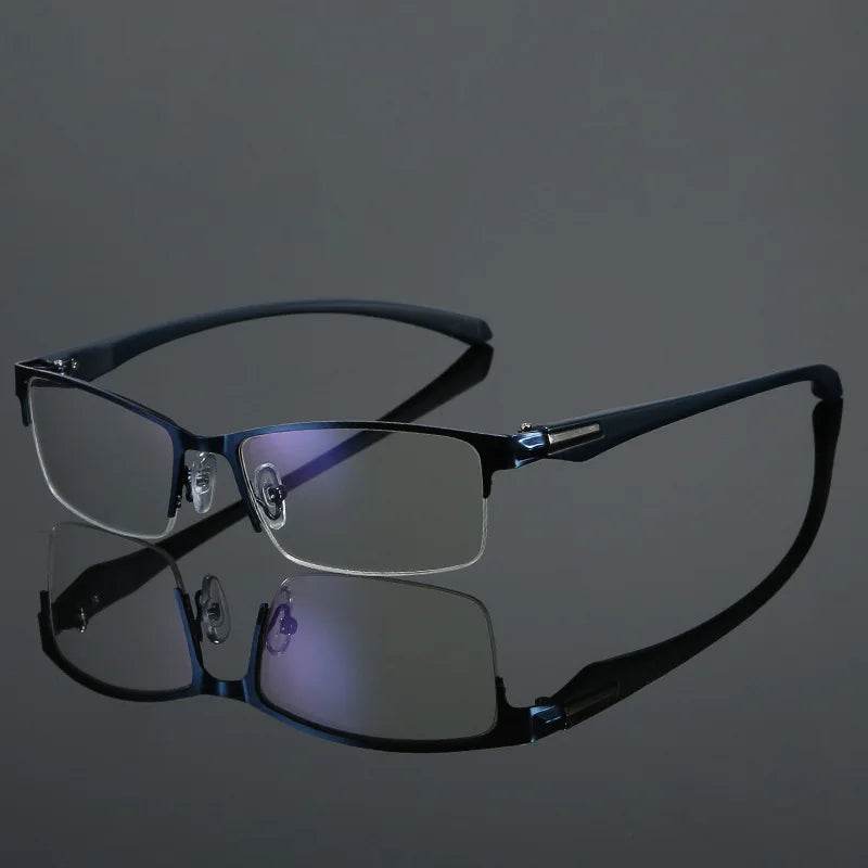 Vintage Near Sight Glasses Unisex Men Half-frame Anti Blue Light Business Eyeglasses Finished Optical Myopia Eyewear Diopter - MarvelouStoree