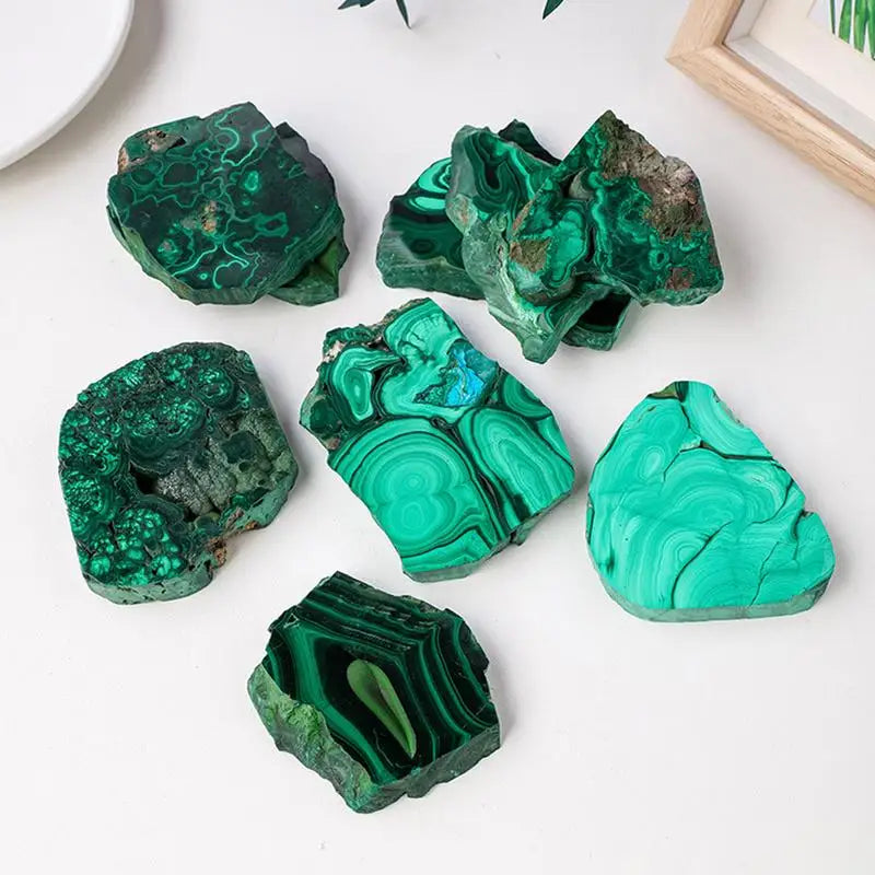 New Malachite Crystals Natural Crystal Malachite Slice For Home Decoration Polished Slab Rock Healing Crystals Malachite Stones