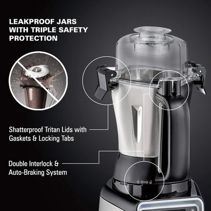 Hamilton Beach-Professional Juicer Mixer, 4-in-1 Grinder, 1400 Watt Motor, 120V, 3 Leakproof Jars, Professional