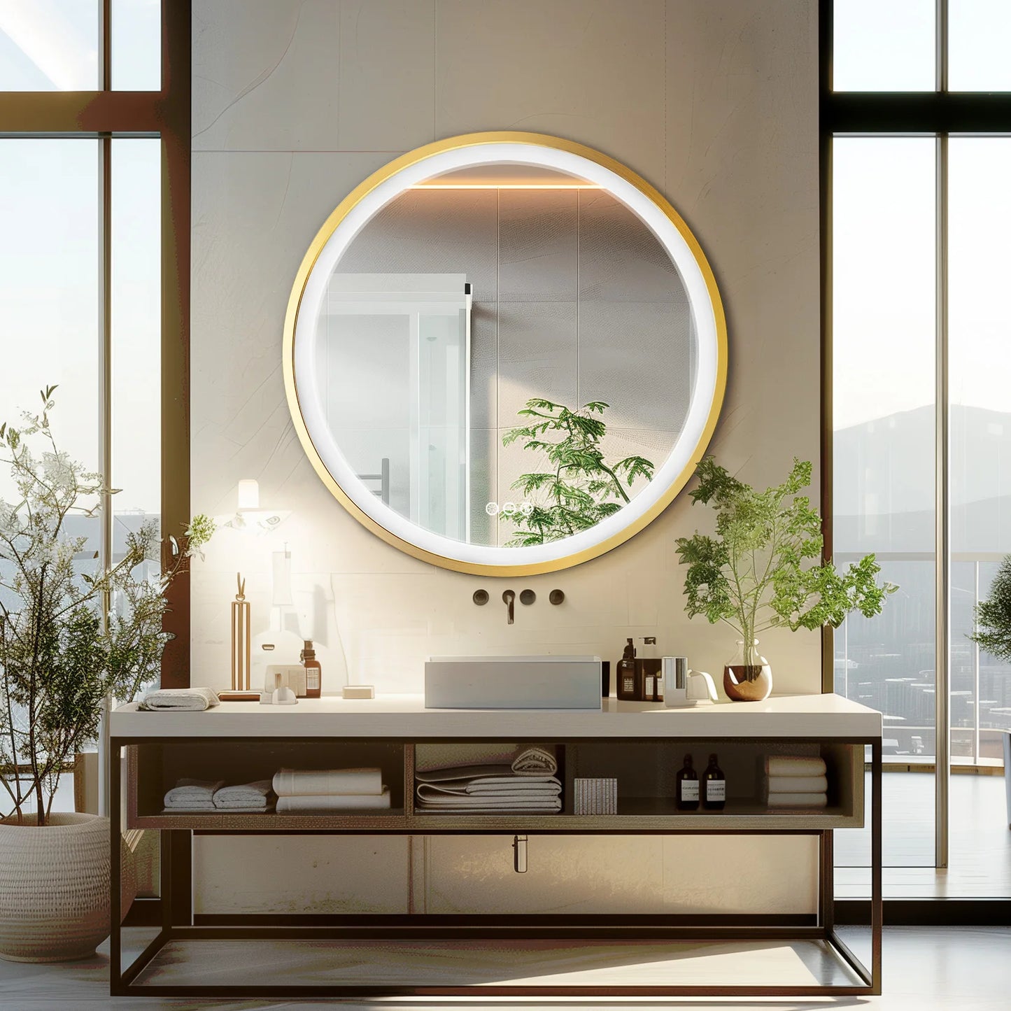 Wisfor 28x36 LED Lighted Bathroom Mirror with Bluetooth Speaker Smart Wall Vanity Mirror Anti-Fog Dimming 3 Lights