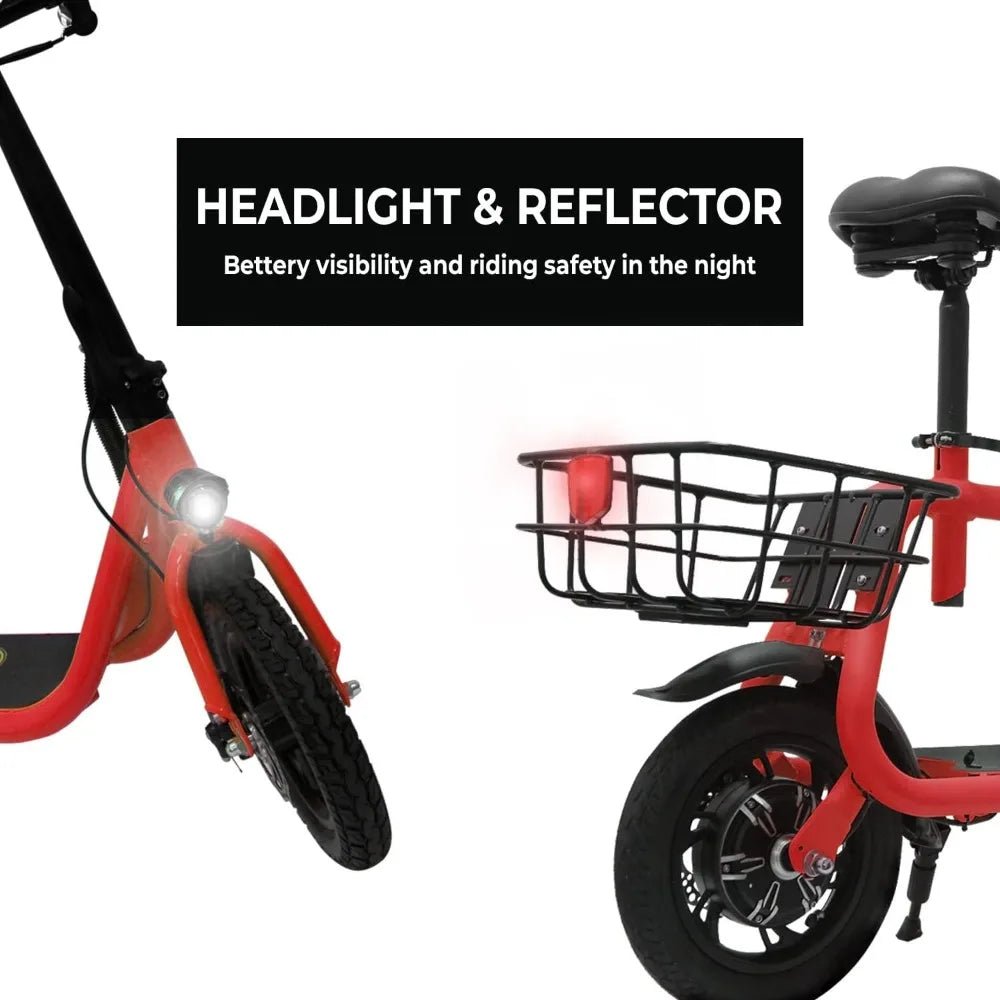 r R1 Electric Scooter for AdultsFoldable Scooter with Seat & Carry Basket - 450W Brushless Motor 36V - 15MPH 2