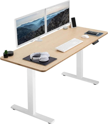 Electric Rustic Standing Desk Workstation, Memory Controller Height Adjustment Particle Board, Steel Computer Standing Desk - MarvelouStoree