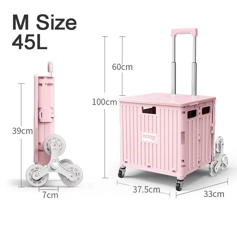 45/65L Folding The Folding Shopping Cart Trolley Portable Home Shopping Cart Folding cart with 2 /4 /8 Wheels - MarvelouStoree