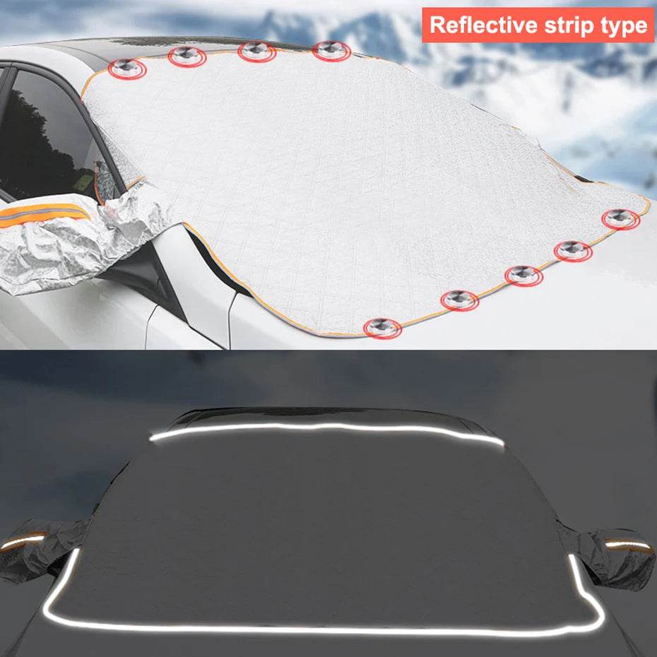 SEAMETAL Outdoor Car Cover Winter Snowproof Windshield Cover Snow Shield Universal Anti-Frost Snow Cover with Windproof Strap - MarvelouStoree