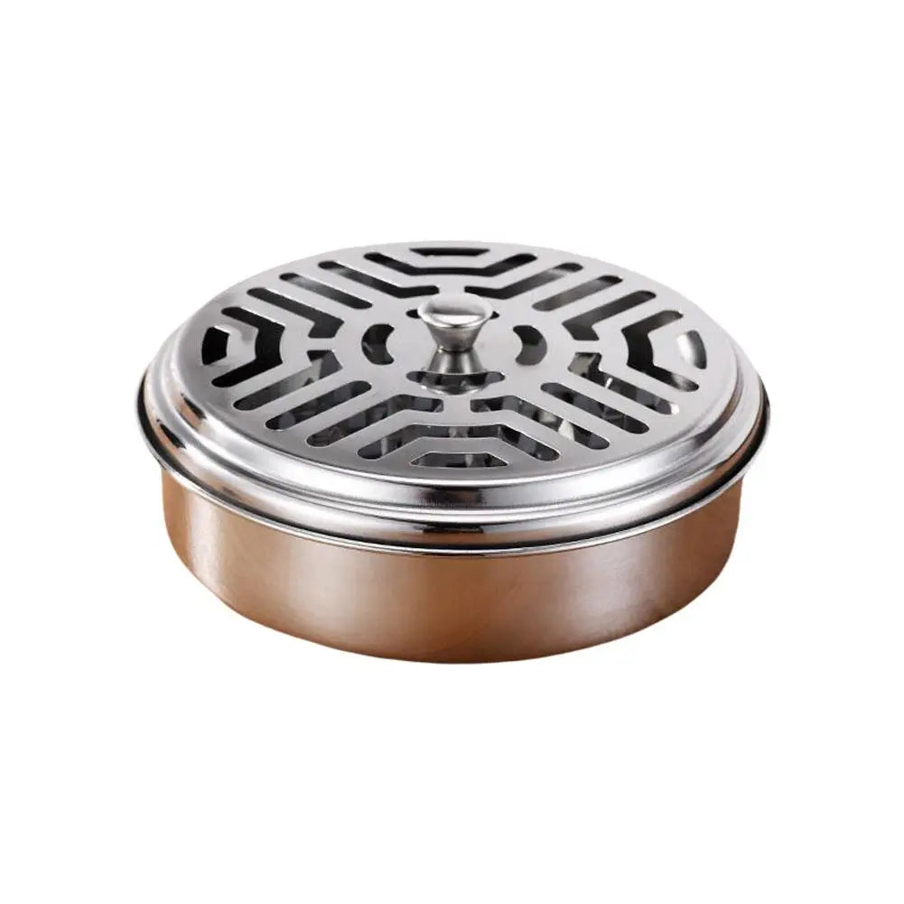 1PCS Stainless Steel Mosquito Coil Tray With Cover Mosquito Portable Coil Windproof Repellent Incense Stand Outdoor R1I2