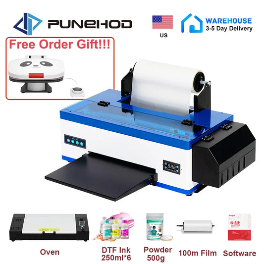 Punehod A3+ L1800 DTF Printer For T Shirt DTF Transfer Film Printer With DTF Oven for T-shirt Clothes Hoodie Printing Machine