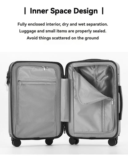 2024 New Durable Luggage Sets Suitcase Front Open TSA Lock USB Slient Spinner Wheel Charging Men Carry-On Travel 20/22/24/26