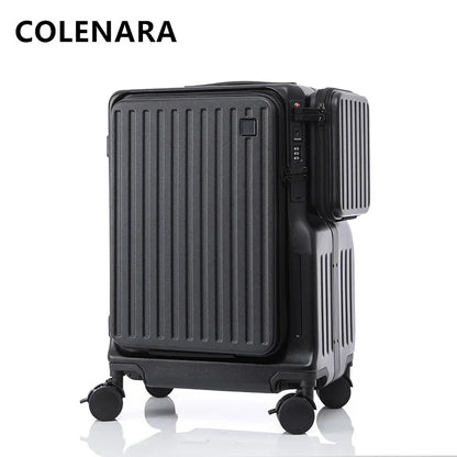 COLENARA Carry-on Travel Luggage Front Opening Laptop Boarding Case 20 Inch USB Charging Trolley Case Women's Cabin Suitcase