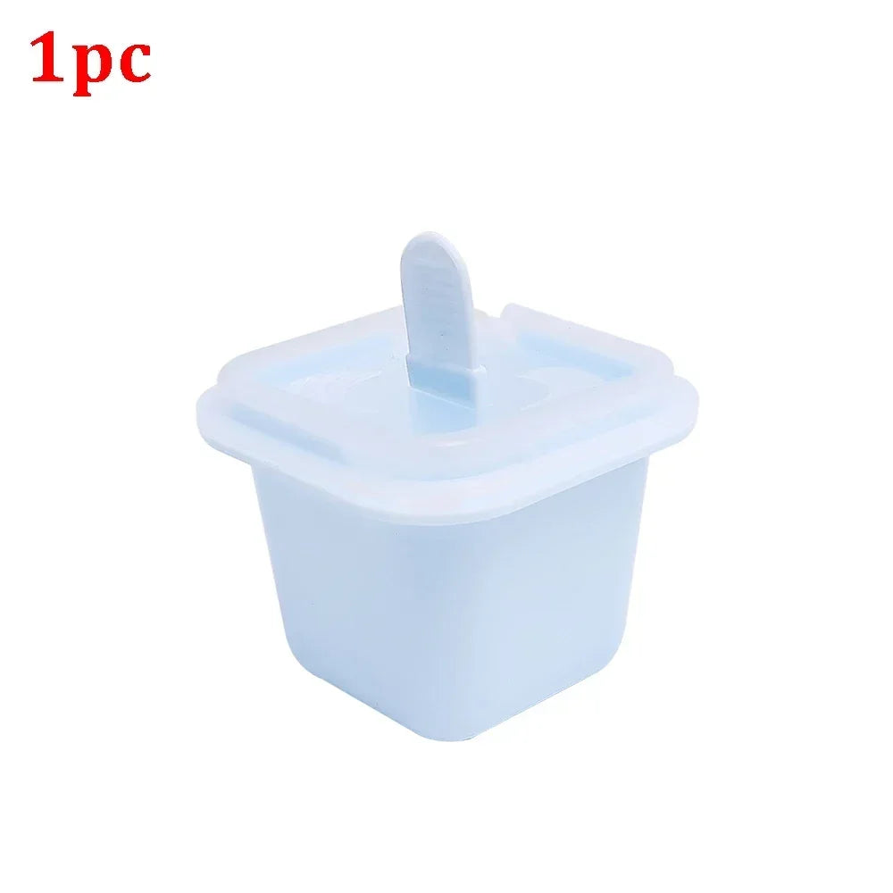 Square Ice Cube Molds Food Grade Silicone Ice Cream Mould Tray with Popsicle Stick DIY Jelly Pudding Summer Ice Drink Ball Maker