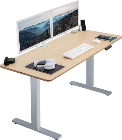 Electric Rustic Standing Desk Workstation, Memory Controller Height Adjustment Particle Board, Steel Computer Standing Desk - MarvelouStoree