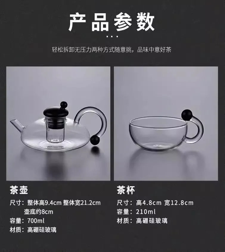 High Borosilicate Glass Teapot Set English Tea Set Heat-resistant Glass Household Scandinavian Style Brewing Teapot