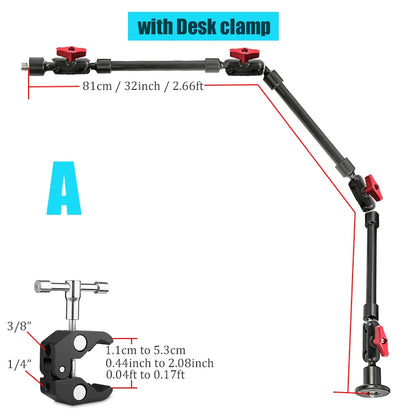 BFOLLOW 32" 22" Smartphone Bracket Magic Arm for Camera Articulated Flexible Wall Mount Desk Clamp Tablet Webcam Gopro Stand