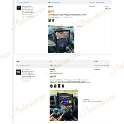 14.4 Inch Android 8+128GB For Ford F150 F250 2015-2021 Tesla Style Car GPS Navigation Multimedia Player Radio Tape Headunit HD