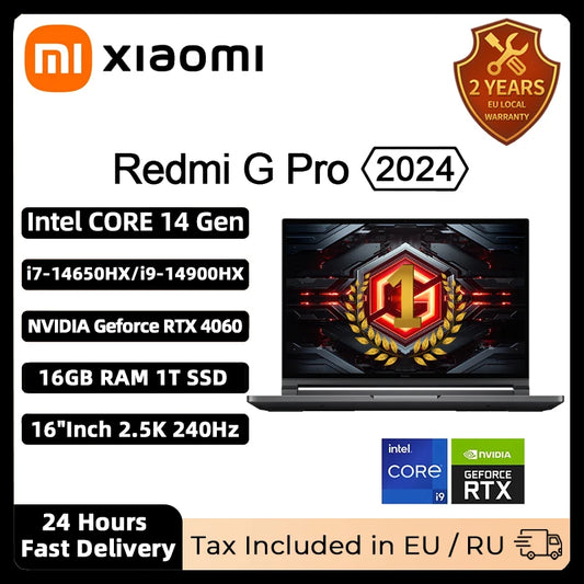 Xiaomi Redmi G Pro Gaming laptop 2024 Core i9-14900HX NVIDIA GeForce RTX 4060 RAM 16GB/32GB DDR5 1TB SSD 16-inch 240Hz Screen PC