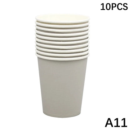 10PCS 9oz 250ml Solid Thick Paper Cup Disposable Cup Wedding Birthday Party Holiday Disposable Tableware