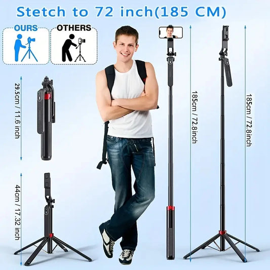 Portable camera tripod with wireless remote control and 360 ° rotation for video recording, video recording, and live streaming