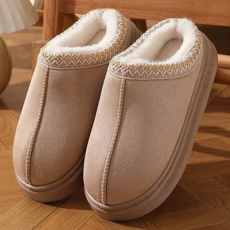 New Fashion Fluffy Platform Slippers for Women 2024 Winter Plush Warm Cotton Shoes Woman Comfort Non Slip Unisex Home Slippers - MarvelouStoree