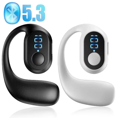 Bluetooth Earpiece V5.3 Wireless Handsfree Headset with Mic Single Earphone for iPhone Android Samsung Laptop Sports Headphone