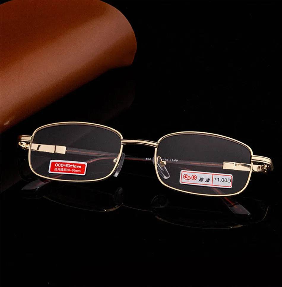 Classic Metal Square Reading Presbyopia Glasses Frame Women Men Retro Glass Lens Far Sight Eyewear With Diopters 0 To +6.0 - MarvelouStoree