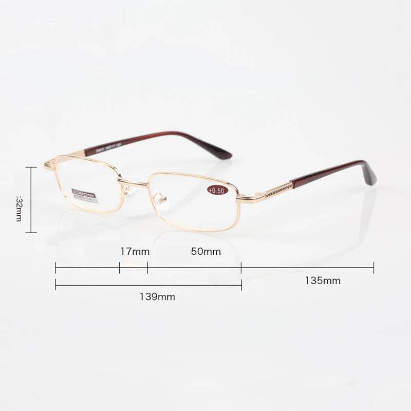 Classic Metal Square Reading Presbyopia Glasses Frame Women Men Retro Glass Lens Far Sight Eyewear With Diopters 0 To +6.0 - MarvelouStoree