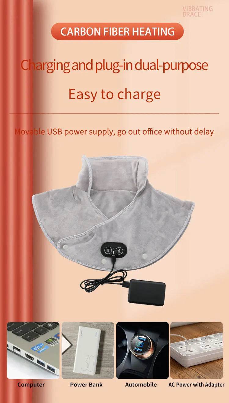 Electric Heating Shoulder Neck Pad Cervical Wrap Three Gear Thermal Compress Massager Vibration Shawl Warm Back Tool Relax Brace - MarvelouStoree