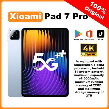 2024 NEW Original MI Pad 7 Pro Tablet 11inch Snapdrago 8gen2 HD 4K Android 14 16GB+1T 10000mAh 5G Dual SIM WiFi GPS Tablet PC - MarvelouStoree