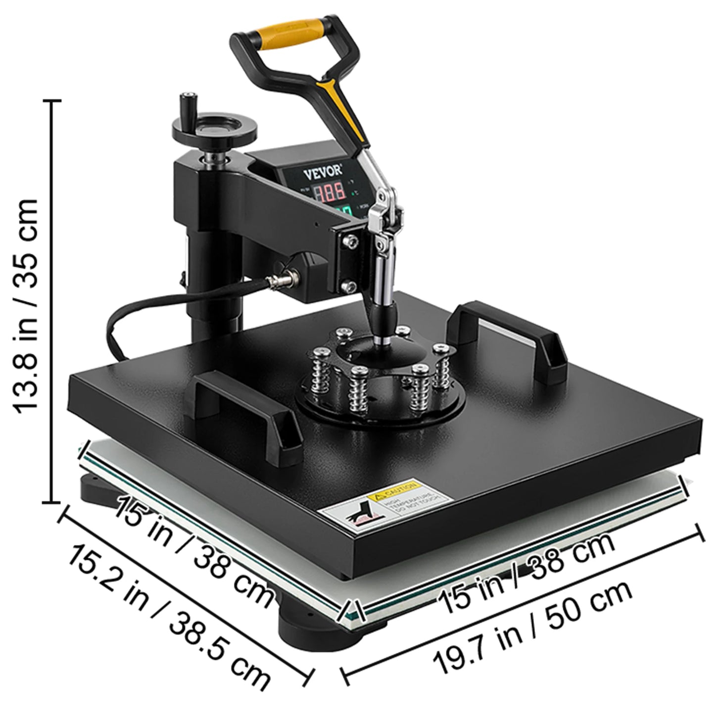 VEVOR 2In1 Heat Press Machine 38*38CM Multifunctional 360 Degree Swing-Away Digital Sublimation Printer Transfer DIY T-shirt Cap