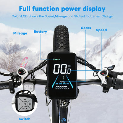 Baolujie 2000W Electric Bike with 20AhRemovable Battery 26"×4"Fat Tire Ebike for Adults 35MPH 80MilesElectric Bicycles