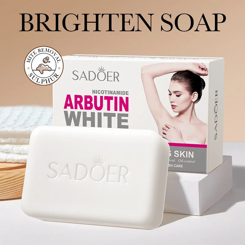 SADOER Niacinamide Arbutin Facial Soap Moisturizing Brightening Deep Cleansing Body Face Wash Foam Facial Cleanser Handmade Soap