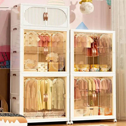 Children's Wardrobe Bedroom Closet Cabinet Baby Storage Box Toy Clothes Organizer Locker Folding Sorting Partition Wardrobe ﻿﻿ - MarvelouStoree