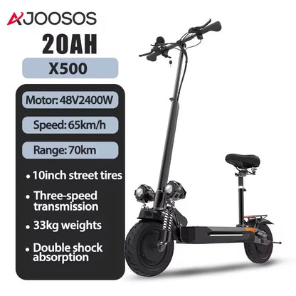 1200W 1300W 2400W 6000W Commuter Seated Adults Electric Scooter 48V/72V E-Scooter 10 inch Tubeless Off Road Tire with LCD