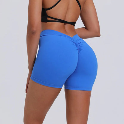 Yoga Shorts Women V Curve Sexy Gym Push Up Shorts Pleated Stretchy  Fitness Tights Cycling Shorts Activewear