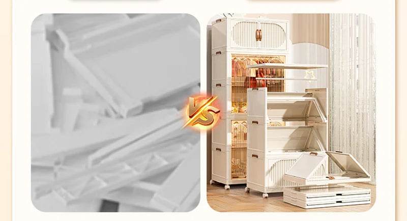 Children's Wardrobe Bedroom Closet Cabinet Baby Storage Box Toy Clothes Organizer Locker Folding Sorting Partition Wardrobe ﻿﻿ - MarvelouStoree