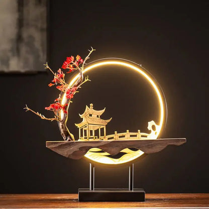 USB Light Ring Ornament LED Light Reflux Incense Burner Simulation Tree Ceramic Lotus Buddha Bead Home and Office Decoration