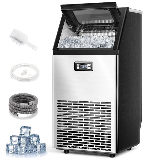 Ice Maker,100 lbs,2-Way Add Water,Under Counter Ice Maker Self Cleaning,Ice Machine with 24 Hour Time