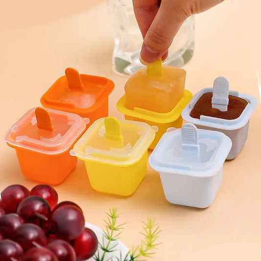 Square Ice Cube Molds Food Grade Silicone Ice Cream Mould Tray with Popsicle Stick DIY Jelly Pudding Summer Ice Drink Ball Maker