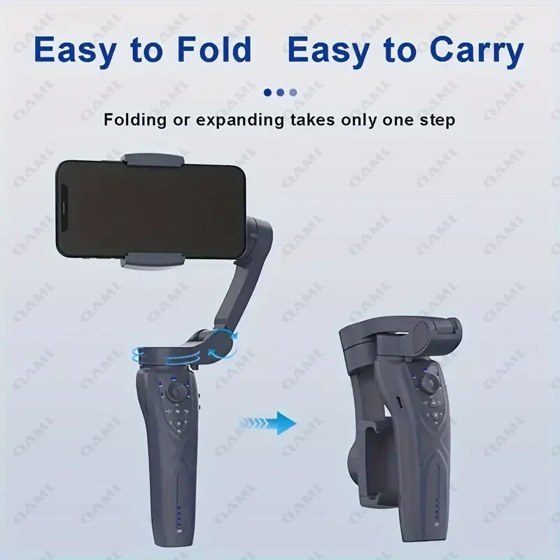 QAML The Newest F12 APP function 3-Axis Handheld Gimbal Optional AI Face Smart Tracking Smartphone Stabilizer with fill light