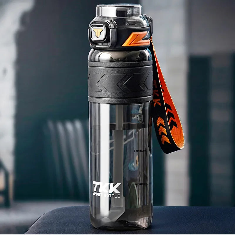 TKK 600/800/1000ml Sports Watter Bottle Tritan BPA-free Straw Portable Leak-proof Plastic Drinkware Outdoor Fitness Kettle