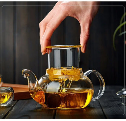 400/1100ml High Borosilicate Glass Teapot Thickened Heating Flower Tea Pot Transparent Glass Filter Teaware Kungfu Teaware