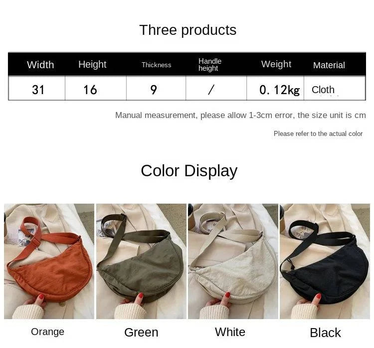 Casual Nylon Hobos Crossbody Bag for Women Designer Shoulder Bags Large Capacity Tote Lady Travel Shopper Bag Female Purses 2024