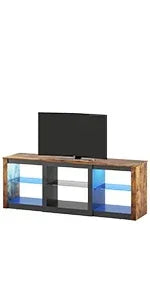 63 in TV Stand for 55/60/65/70 Inch TVs, Modern Entertainment Center with Open Shelves, Wood TV Console with 2 Storage Dra