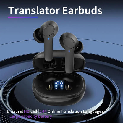 Wireless Translation Headset Real-time Display Portable For Travel Business Meetings Headphone Earphone Earbuds Music Player New