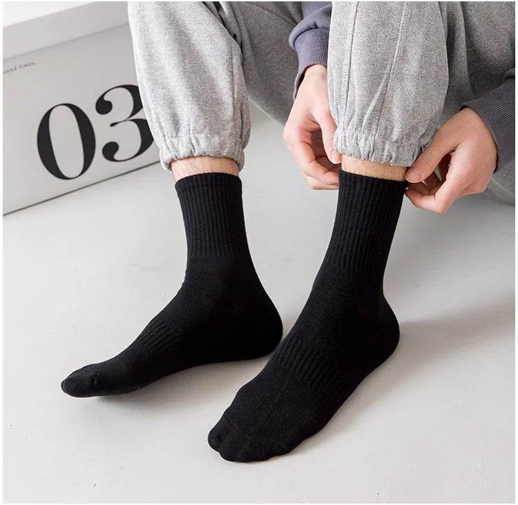 Men Socks Cotton Breathable Long Business Harajuku Socks Solid Gentleman Sox Sokken Outdoor Sports 5 Pairs/Lot Socks - MarvelouStoree