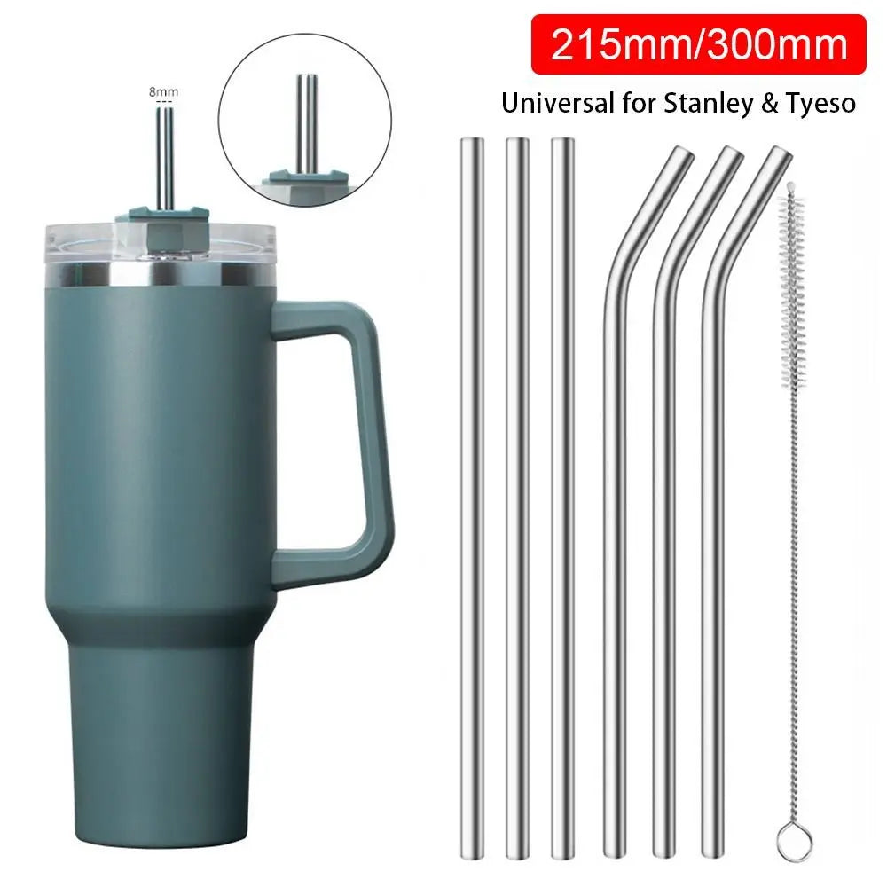 1Pcs Straight Bent Stainless Steel Straws Drinking Silver Cup Straw 6mm 8mm Reusable for Stanley 30oz 40oz Tyeso Cup