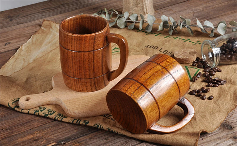 Wooden Big Belly Cups Handmade Natural Spruce Wood Cups Beer Tea Coffee Milk Water Cup Kitchen Bar Drinkware for Kitchen