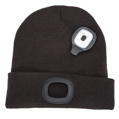 LED Beanie Hat with Light,USB Rechargeable Hands Free 4 LED Knitted Headlamp Cap